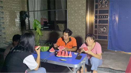 湖北幸福一家人吃瓜视频,湖北幸福家庭瓜田乐享田园生活